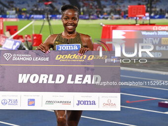 Winfred Yavi (BRN) competes in the 3000m Steeplechase Women during the IAAF Wanda Diamond League: Golden Gala Pietro Mennea at Olympic Stadi...