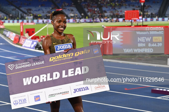 Winfred Yavi (BRN) competes in the 3000m Steeplechase Women during the IAAF Wanda Diamond League: Golden Gala Pietro Mennea at Olympic Stadi...