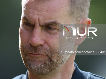 Harrogate Town Manager Simon Weaver during the Sky Bet Championship match between  Harrogate and Barrow, in Harrogate, United Kingdom, on Au...