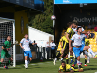 Niall Canavan of Barrow scores, but it is disallowed during the Sky Bet Championship match between  Harrogate and Barrow, in Harrogate, Unit...