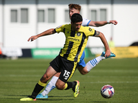 Harrogate Town's Anthony O'Connor turns against Barrow's Ged Garner during the Sky Bet Championship match between  Harrogate and Barrow, in...