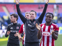 Exeter City F.C. manager Gary Caldwell celebrates at full time during the Sky Bet League 1 match between Bolton Wanderers and Exeter City at...