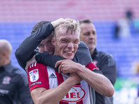 Exeter City F.C. manager Gary Caldwell celebrates at full time during the Sky Bet League 1 match between Bolton Wanderers and Exeter City at...