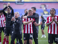 Exeter City F.C. manager Gary Caldwell celebrates at full time during the Sky Bet League 1 match between Bolton Wanderers and Exeter City at...