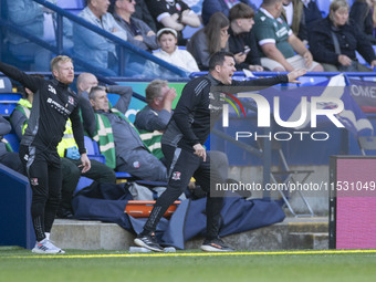 Exeter City F.C. manager Gary Caldwell gesticulates during the Sky Bet League 1 match between Bolton Wanderers and Exeter City at the Toughs...