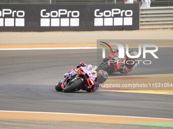 Jorge Martin (Spa-Pramac Racing Ducati) participates in the Moto Grand Prix GoPro of Aragon Sprint Race MotoGP on Saturday at the Motorland...