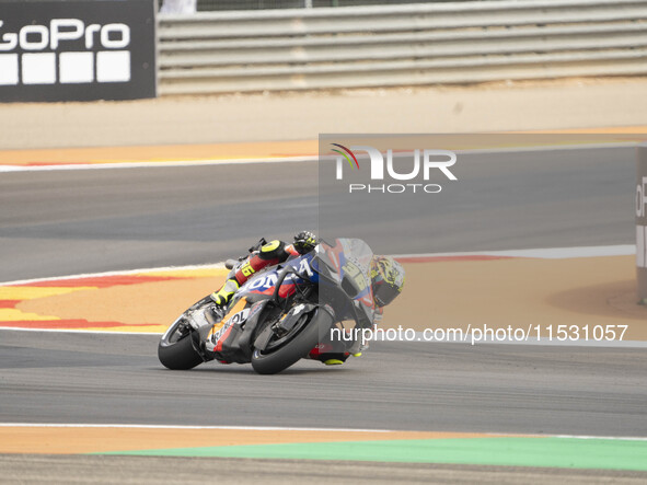 Joan Mir (Spa-Repsol Honda Team) participates in the Moto Grand Prix GoPro of Aragon Sprint Race MotoGP on Saturday at the Motorland circuit...