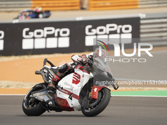 Takaaki Nakagami (Gia-Honda LCR) participates in the Moto Grand Prix GoPro of Aragon Sprint Race MotoGP on Saturday at the Motorland circuit...