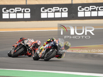 Joan Mir (Spa-Repsol Honda Team) and Maverick Vinales (Spa-Aprilia Racing) during the Moto Grand Prix GoPro of Aragon Sprint Race MotoGP on...