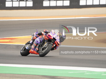 Jorge Martin (Spa-Pramac Racing Ducati) participates in the Moto Grand Prix GoPro of Aragon Sprint Race MotoGP on Saturday at the Motorland...