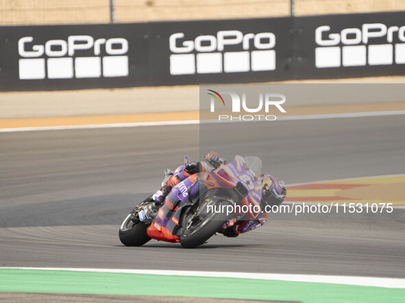 Jorge Martin (Spa-Pramac Racing Ducati) participates in the Moto Grand Prix GoPro of Aragon Sprint Race MotoGP on Saturday at the Motorland...