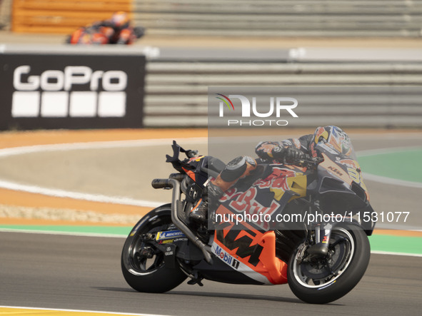 Brad Binder (Saf-Red Bull KTM Factory Racing) participates in the Moto Grand Prix GoPro of Aragon Sprint Race MotoGP on Saturday at the Moto...