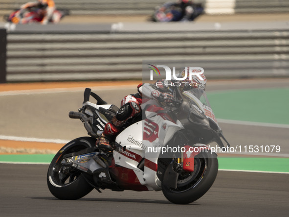 Takaaki Nakagami (Gia-Honda LCR) participates in the Moto Grand Prix GoPro of Aragon Sprint Race MotoGP on Saturday at the Motorland circuit...