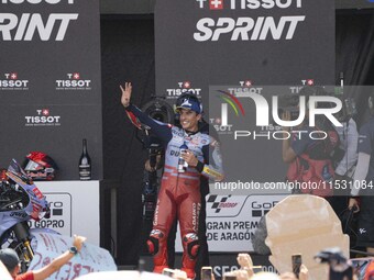 Podium winner of the Sprint Race, Marc Marquez (Spa-Gresini Racing Ducati), during the Moto Grand Prix GoPro of Aragon Sprint Race MotoGP on...