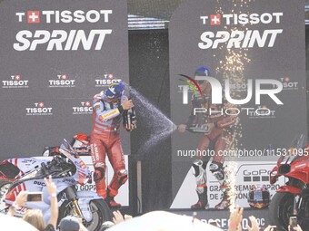 Podium winners of the Sprint Race, 93 Marc Marquez (Spa-Gresini Racing Ducati) and 31 Pedro Acosta (Spa-GASGAS Factory Racing), during the M...