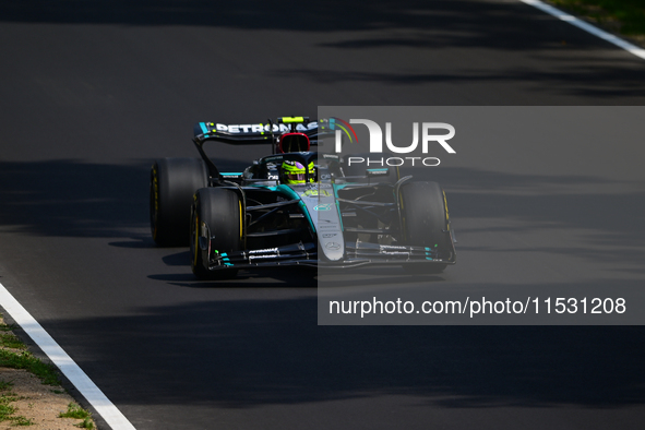 Lewis Hamilton of Mercedes-AMG Petronas F1 Team drives his single-seater during qualifying of the Italian GP, the 16th round of the Formula...