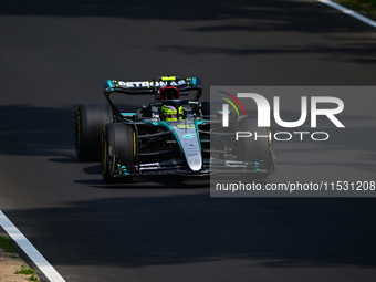 Lewis Hamilton of Mercedes-AMG Petronas F1 Team drives his single-seater during qualifying of the Italian GP, the 16th round of the Formula...