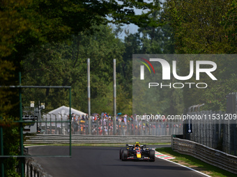 Sergio Perez of Red Bull Racing Honda drives his single-seater during qualifying of the Italian GP, the 16th round of the Formula 1 World Ch...