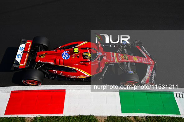 Carlos Sainz of Scuderia Ferrari drives his single-seater during qualifying of the Italian GP, the 16th round of the Formula 1 World Champio...