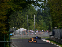 Oscar Piastri of the McLaren F1 Team drives his single-seater during qualifying for the Italian GP, the 16th round of the Formula 1 World Ch...