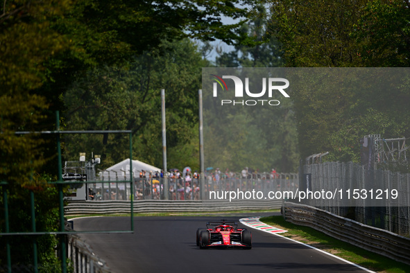 Charles Leclerc of Scuderia Ferrari drives his single-seater during qualifying of the Italian GP, the 16th round of the Formula 1 World Cham...