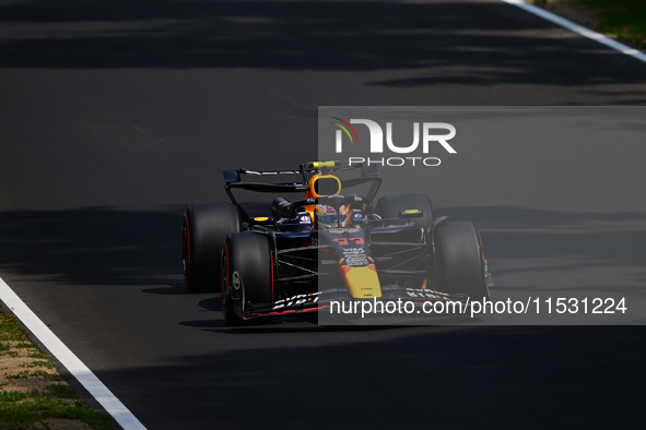 Sergio Perez of Red Bull Racing Honda drives his single-seater during qualifying of the Italian GP, the 16th round of the Formula 1 World Ch...