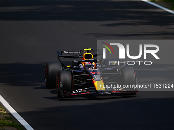 Sergio Perez of Red Bull Racing Honda drives his single-seater during qualifying of the Italian GP, the 16th round of the Formula 1 World Ch...