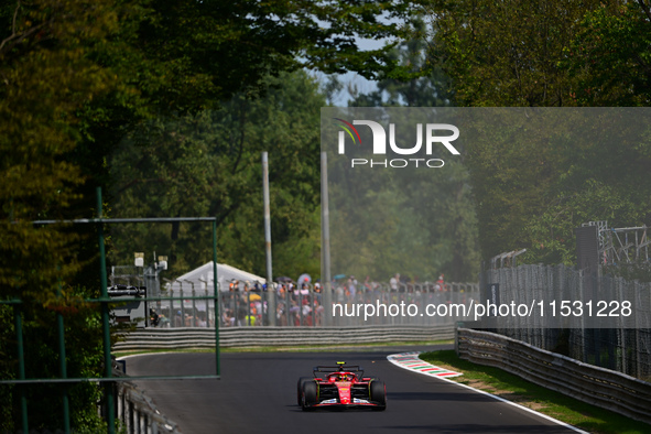 Carlos Sainz of Scuderia Ferrari drives his single-seater during qualifying of the Italian GP, the 16th round of the Formula 1 World Champio...