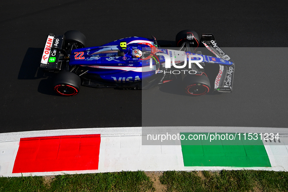 Yuki Tsunoda of Visa Cash-Up Racing Bulls drives his single-seater during qualifying of the Italian GP, the 16th round of the Formula 1 Worl...