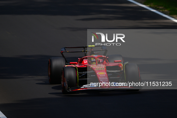 Carlos Sainz of Scuderia Ferrari drives his single-seater during qualifying of the Italian GP, the 16th round of the Formula 1 World Champio...