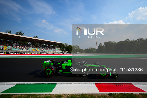 Guanyu Zhou of Stake F1 Team drives his single-seater during qualifying of the Italian GP, the 16th round of the Formula 1 World Championshi...