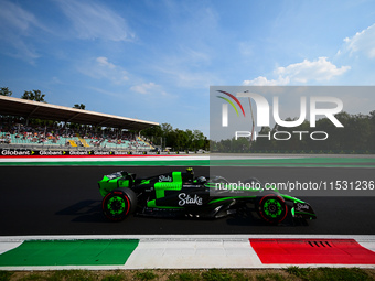 Guanyu Zhou of Stake F1 Team drives his single-seater during qualifying of the Italian GP, the 16th round of the Formula 1 World Championshi...