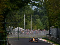 Lando Norris of the McLaren F1 Team drives his single-seater during qualifying for the Italian GP, the 16th round of the Formula 1 World Cha...