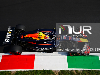 Sergio Perez of Red Bull Racing Honda drives his single-seater during qualifying of the Italian GP, the 16th round of the Formula 1 World Ch...