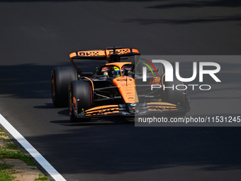 Oscar Piastri of the McLaren F1 Team drives his single-seater during qualifying for the Italian GP, the 16th round of the Formula 1 World Ch...