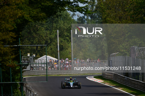 Lewis Hamilton of Mercedes-AMG Petronas F1 Team drives his single-seater during qualifying of the Italian GP, the 16th round of the Formula...