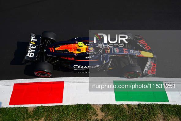 Sergio Perez of Red Bull Racing Honda drives his single-seater during qualifying of the Italian GP, the 16th round of the Formula 1 World Ch...