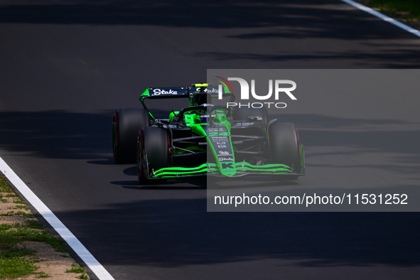 Guanyu Zhou of Stake F1 Team drives his single-seater during qualifying of the Italian GP, the 16th round of the Formula 1 World Championshi...