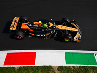 Lando Norris of the McLaren F1 Team drives his single-seater during qualifying for the Italian GP, the 16th round of the Formula 1 World Cha...