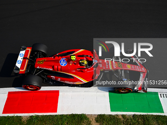 Carlos Sainz of Scuderia Ferrari drives his single-seater during qualifying of the Italian GP, the 16th round of the Formula 1 World Champio...