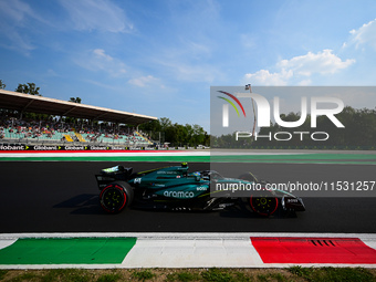 Fernando Alonso of Aston Martin Cognizant F1 Team drives his single-seater during qualifying of the Italian GP, the 16th round of the Formul...