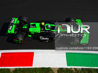 Guanyu Zhou of Stake F1 Team drives his single-seater during qualifying of the Italian GP, the 16th round of the Formula 1 World Championshi...