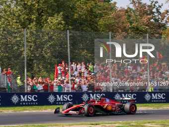 Charles Leclerc of Monaco drives the (16) Scuderia Ferrari SF-24 Ferrari during the Formula 1 Pirelli Gran Premio d'Italia 2024 in Monza, It...