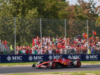 Charles Leclerc of Monaco drives the (16) Scuderia Ferrari SF-24 Ferrari during the Formula 1 Pirelli Gran Premio d'Italia 2024 in Monza, It...