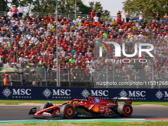 Charles Leclerc of Monaco drives the (16) Scuderia Ferrari SF-24 Ferrari during the Formula 1 Pirelli Gran Premio d'Italia 2024 in Monza, It...