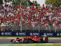 Charles Leclerc of Monaco drives the (16) Scuderia Ferrari SF-24 Ferrari during the Formula 1 Pirelli Gran Premio d'Italia 2024 in Monza, It...