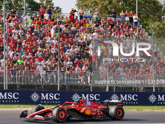 Carlos Sainz Jr. of Spain drives the (55) Scuderia Ferrari SF-24 Ferrari during the Formula 1 Pirelli Gran Premio d'Italia 2024 in Monza, It...