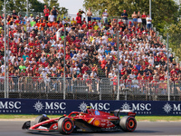 Carlos Sainz Jr. of Spain drives the (55) Scuderia Ferrari SF-24 Ferrari during the Formula 1 Pirelli Gran Premio d'Italia 2024 in Monza, It...