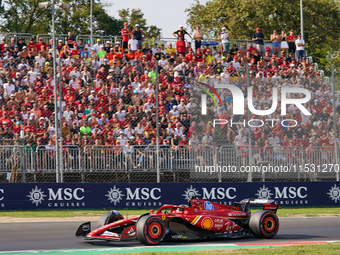 Charles Leclerc of Monaco drives the (16) Scuderia Ferrari SF-24 Ferrari during the Formula 1 Pirelli Gran Premio d'Italia 2024 in Monza, It...