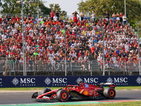 Charles Leclerc of Monaco drives the (16) Scuderia Ferrari SF-24 Ferrari during the Formula 1 Pirelli Gran Premio d'Italia 2024 in Monza, It...